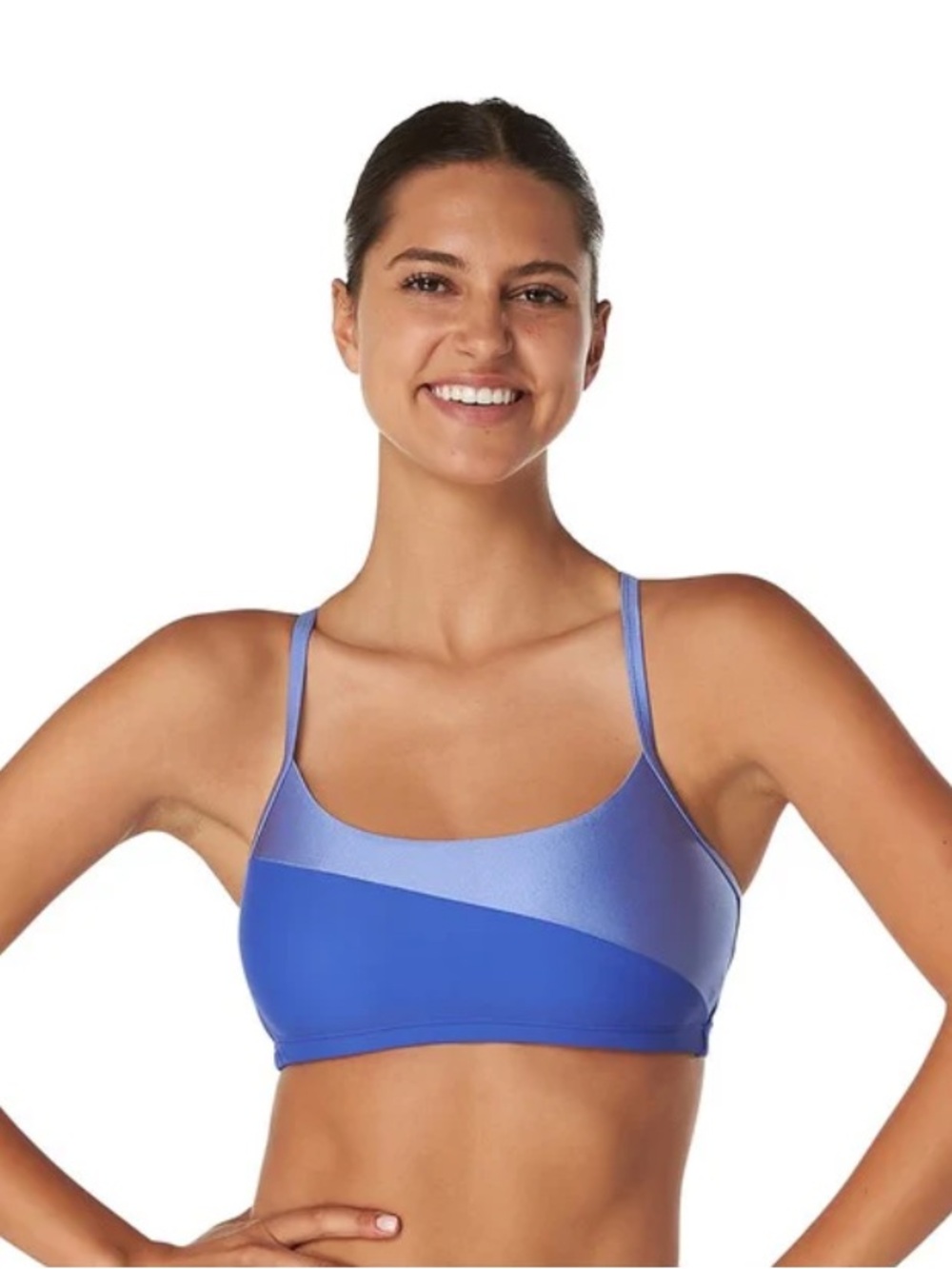 Speedo Asymmetrical Color Block Bikini Top Sz XS
Color: Dazzling Blue
